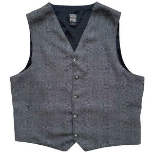 VTG Casual Options Woven Men's L Classic 5 Button Dress Vest Blue & Green Unique